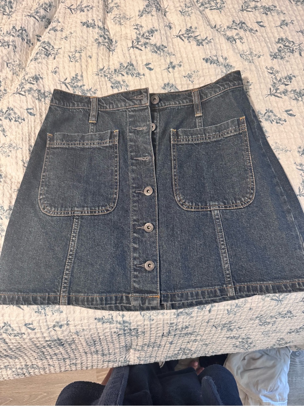 Melrose and Market Blue Button-Front Denim Mini Skirt